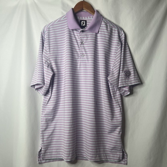 FootJoy Golf Shirt Men M Striped‎ Stretch Performance Polo Purple Blue White - Picture 1 of 12